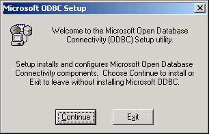 ODBC install window