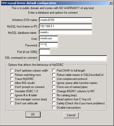 MySQL DSN Config